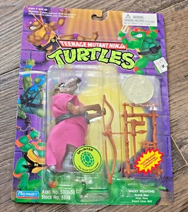 TEENAGE MUTANT NINJA TURTLES SPLINTER FIGURE MOC W/ CARD & COIN HIGH GRADE - Picture 1 of 5
