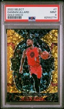 2022-23 Panini Select Concourse Gold Disco Prizm /10 Damian Lillard #7 PSA9 🔥