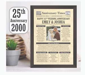 25th Anniversary Gift - Silver Wedding - 2000 Year You Were Married PHOTO Print - Picture 1 of 10