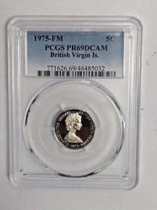 1975 FM 5 Cent PCGS PR69DCAM British Islands - Picture 1 of 4