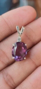 6 CT Alexandrite pendant oval cut 925 sterling silver colou change stone pendant - Picture 1 of 6