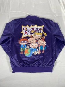 Rugrats Logo Satin Jacket Chalk Line Large NWT 2019 Nickelodeon Purple A095 - Picture 1 of 9