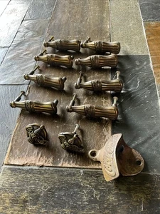 Set Of 8 Coca Cola Bottle Drawer Pull Handles w 2 Logo Pulls & Vintage Opener - Picture 1 of 10