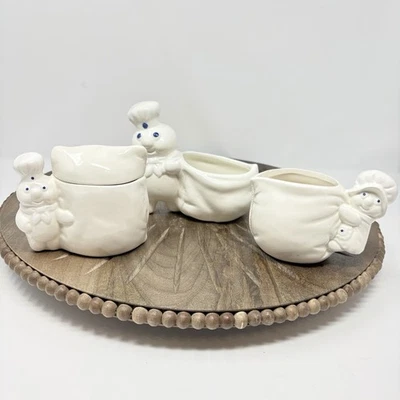 Poppin’ Poppy Fresh Pillsbury Set: Sugar Bowl Crema Soporte para Paquete 1998 De Colección Foto 1 de 4