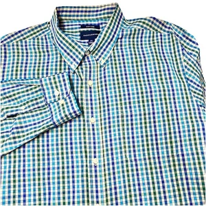 Camisa manga larga a cuadros azul/verde Saddlebred de fácil cuidado talla XXL - Imagen 1 de 5