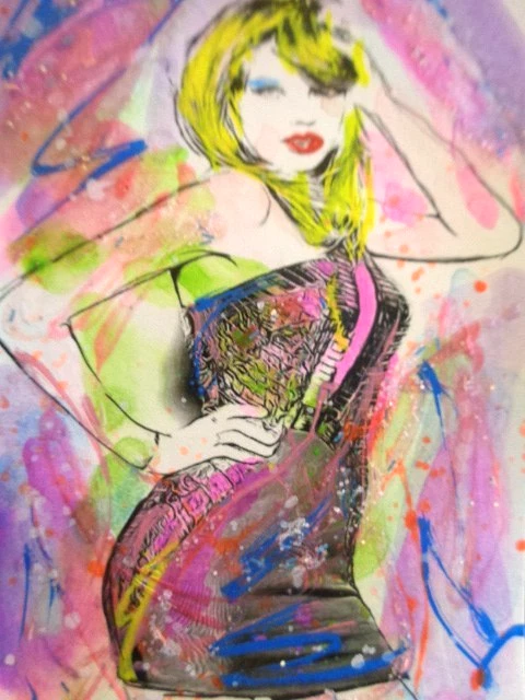 ATC  ACEO  -  Music  TAYLOR SWIFT  Abstract  Art  ******* SALE! - Image 1 of 1