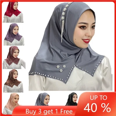 Muslim Hijab One Piece Amira Scarf Turban Women Shawls Wrap Headscarf Islamic - Image 1 of 4