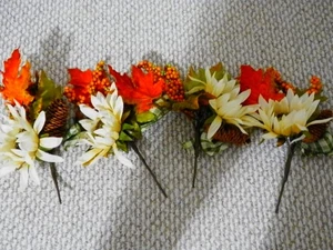 4 Fall Autumn Leaf Pinecone Berry Picks by Valerie Parr Hill - Picture 1 of 3