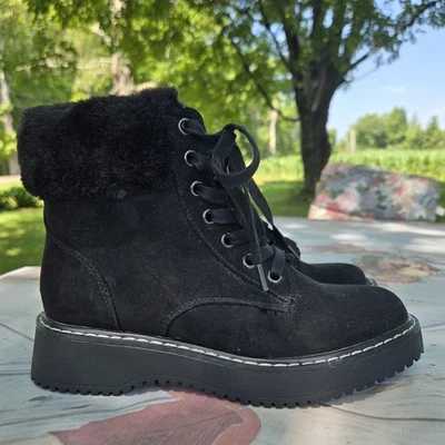 NEW! Madden Girl Kymber Women's Ankle Winter Boots Faux Fur Black Size 6M  - Image 1 of 4