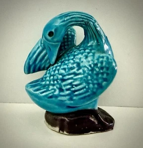 Antique Chinese Export Porcelain Miniature Duck Goose Figure - Turquoise Glaze - Picture 1 of 7