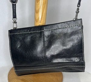 The Sak Umhängetasche schwarz Leder 10x7 verstellbarer Riemen Kontrastnähte - Bild 1 von 20