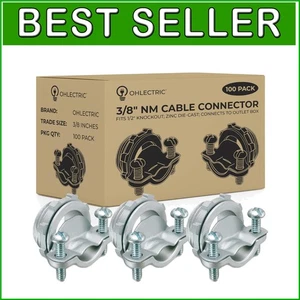 ⅜" Clamp Type NM Cable Connectors - 100 Pack for Reliable Electrical Performance - Picture 1 of 8