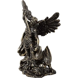 Figur kleiner Erzengel Michael mit Schwert bezwingt den Teufel - Picture 1 of 7