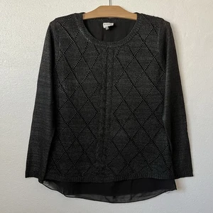 Sioni Studio Damen S Strick Pullover Pulli Oberteil Lagenlook Strass Reißverschluss schwarz - Bild 1 von 8