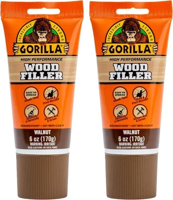 Gorilla All Purpose Wood Filler, Walnut Color, 6 Ounce Tube (Pack of 2) - Image 1 of 4
