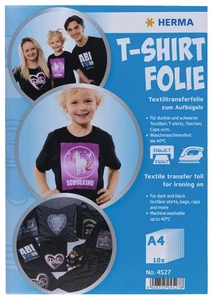 HERMA 4527 Textilfolie für dunkle und schwarze Textilien, 10 Stück, Bügelfolie A - Afbeelding 1 van 8