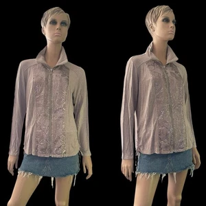 NWT Chico's Zenergy Retreat Sequin Tan Ruched Jacket  - Size 2 12/14 - Picture 1 of 7