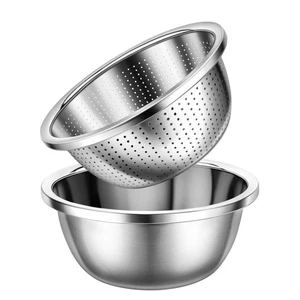 Colander 304 Stainless Steel 3-quart with Mixing Bowls, Strainer for Kitchen ... - Picture 1 of 6