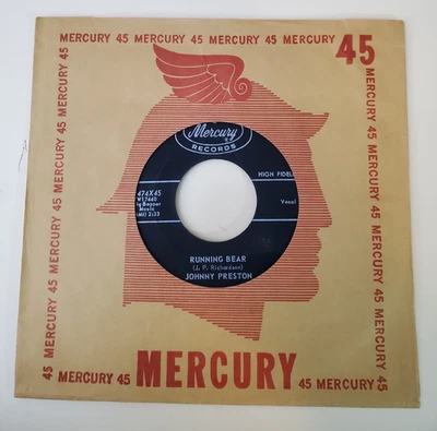 Johnny Preston RUNNING BEAR / MY HEART KNOWS (ROCK 45) #71474 PLAYS VG++ - Image 1 of 4