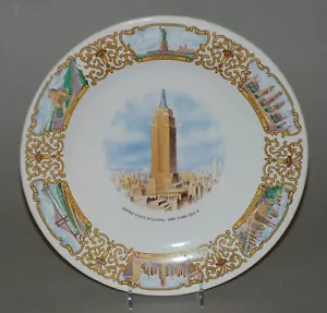 PIATTO SOUVENIR CERAMICA VINTAGE IMPERO COSTRUZIONE STATO DI STUDI ARTISTICI MONDIALI - Foto 1 di 4