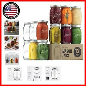 Elegant 32 Oz Mason Jars - Lead-Free - Perfect for Food Storage & Wedding Favors - Picture 1 of 9