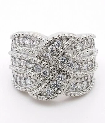 925 Пробы белый кубический цирконий кольцо sz 7 (11 граммов TW) - Изображение 1 из 4