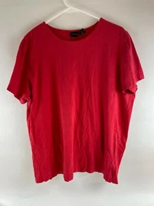 ERIKA Casual T-Shirt Women's Size 1X Red Solid Round Neck Short Sleeve Tee - Picture 1 of 5
