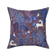 Nocturnal Unicorn Folk Flower Throw Pillow Cover w Optional Insert by Roostery