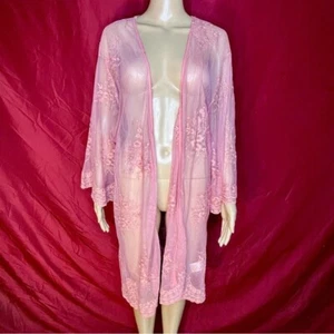 Umgee transparenter Netz bestickt Oversize Kimono Überwurf Medium - Bild 1 von 6