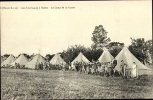 WWI AMERICANS at Hortes the Scierie Camp; Soldiers Outside their Tents; RPPC - Bild 1 von 2