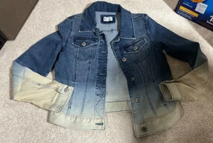 SO GIRLS KIDS YOUTH DENIM BLUE JEAN JACKET BUTTON DOWN OMBRE SIZE XL - Picture 1 of 4