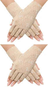 Guantes sin dedos con protección solar para mujer, guantes de conducción con pro - Picture 1 of 12