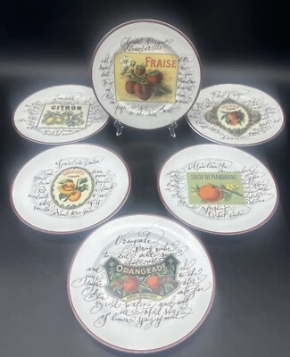 Williams Sonoma HARVEST MARKET Frutas Ensalada Postre 8" Plato Variedad Juego De 6 Foto 1 de 4