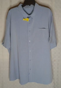 Men Light Blue 2XL Linen Style Short Sleeve Beach Casual Formal Dress Shirt - Picture 1 of 4
