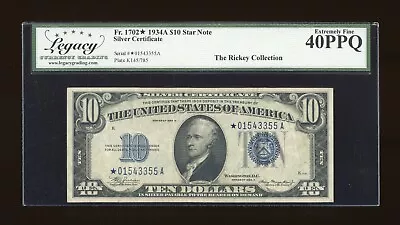 DBR 1934-A $10 Silver STAR Fr. 1702* Legacy XF-40 PPQ Serial *01543355A - Image 1 of 2
