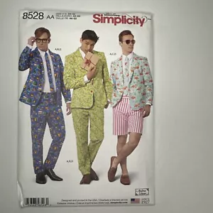 Simplicity 8528 2-Button Suit Jacket, Pants, Shorts & Tie Sz 34-42 UNCUT Pattern - Picture 1 of 2