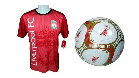 Liverpool F.C. Official Training Soccer Jersey & Size 5 Ball -20 Small Cover