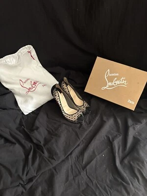 Christian Louboutin Dantelle Muy Encaje Negro Talla 38.5 Foto 1 de 2