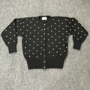 VTG Marisa Christina Classics Sweater Womens Small Black Cardigan Gold Studded - Picture 1 of 15