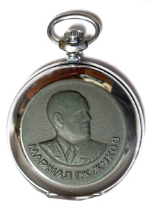 Vintage Molnija Russian Wind Up  Pocket Watch "Marshal Zhukov" Runs Great 3602 - Picture 1 of 6