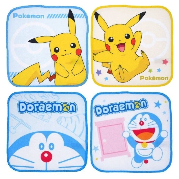 2pc Doraemon/Pikachu Mini Towel Face Hand Washcloth Handkerchief Soft breathable - Image 1 of 1