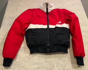 North Face Jacket YOUTH Size 8 Red Goose Down VTG 70s 80s Full Zip Logo - Picture 1 of 11