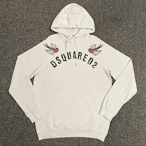 ⭐️ Dsquared2 Birds Logo Hoodie In White ⭐️ 100% AUTHENTIC ⭐️ SIZE LARGE ⭐️ - Picture 1 of 4