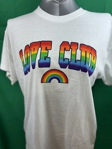 Brisco Love Club Rainbow Graphic White Short Sleeve T-Shirt Size L - Picture 1 of 4