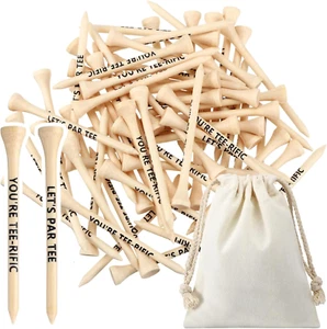 101 Pcs Bamboo Golf Tees 3-1/4" with Storage Bag for Men Christmas Gift - Picture 1 of 12