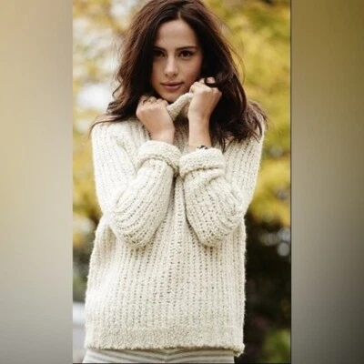 Theory Roree Mosso Alpaca Wool Chunky Turtleneck  Sweater in Oatmeal Medium $465 - Image 1 of 4