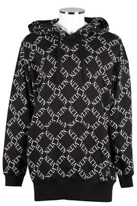 VALENTINO BLACK MEN'S COTTON BLEND HOODIE MEDIUM - Picture 1 of 4
