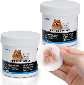 Biodegradable Dog & Cat Eye Wipes, 300 Count, Tear Stain Remover Pads - Picture 1 of 12