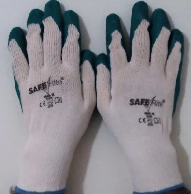 12 Pairs Garden Gloves Green Latex work gloves XL  unisex Fit Men's Work Gloves  - image 1 of 2