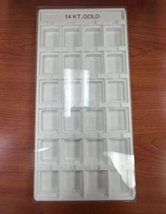 White Plastic Standing Display Tray Jewelry with 14K Gold in print and 24 slots - Picture 1 of 6
